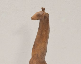 African Giraffe Carved Wood Statue Zimbabwe