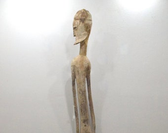 African Dogon Male Wood Bent Statue Mali