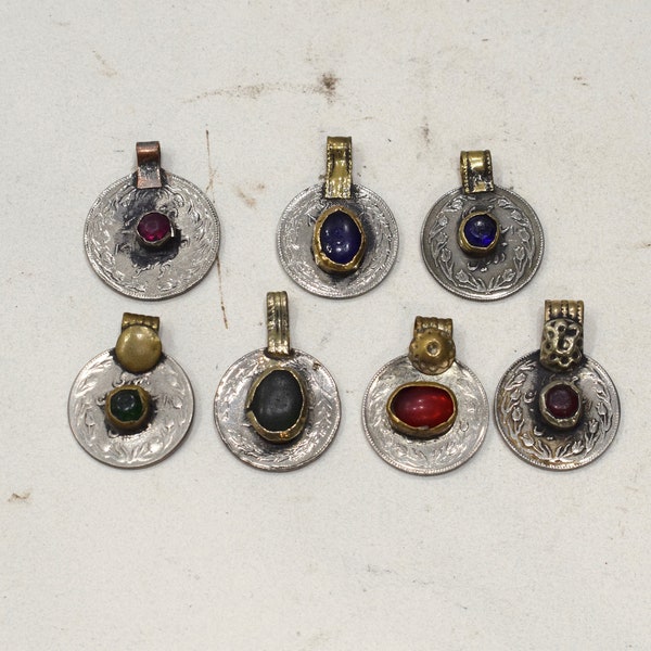 Coin Kuchi Middle Eastern Pendants Colored Glass Coin