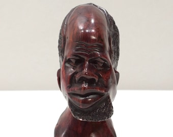 African Soapstone Male Bust Carved Sculpture Swaziland