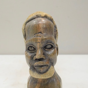 African Soapstone Male Bust Carved Sculpture Swaziland