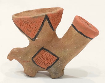African Tonga Painted Clay Pipes