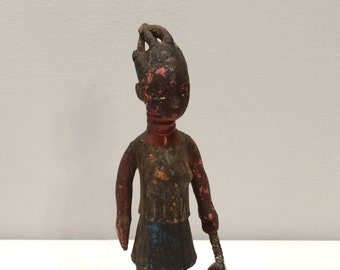 African Statue Old Baule Tribe Female Carved Wood Statue