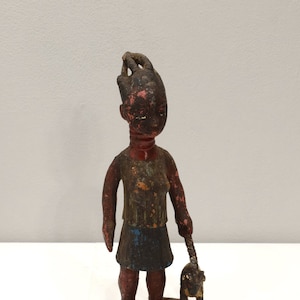 African Statue Old Baule Tribe Female Carved Wood Statue
