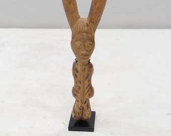 African Slingshot Baule Tribe Carved Wood Figure Ivory Coast