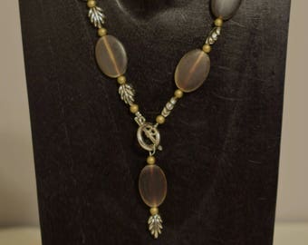 Indonesian Brown Oval Horn Pendant Necklace