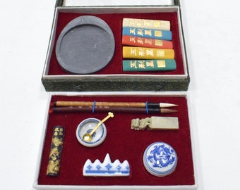 Chinese Calligraphy Set Brushes Ink  Stone Paper Calligraphy Set