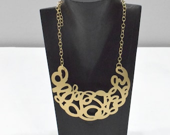 Matte Gold Abstract Design Necklace