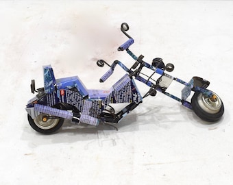 Toy Motorcycle African Recycled Tin Can Tanzania Toy Motorcycle