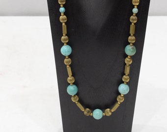 Necklace Chinese Turquoise Gold Tube Beaded Necklace