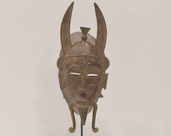 African Broze Mask Senufo Tribe Ivory Coast