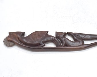 Indonesian Wood Animal Relief Traditional Dough Cutter
