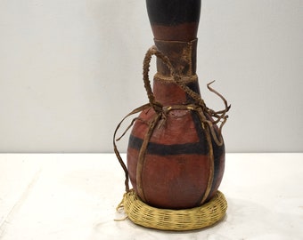 African Jug Wood Leather Turkana Tribe Milk Container Kenya