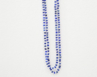 Necklace Long Strand Blue White Beaded Necklace