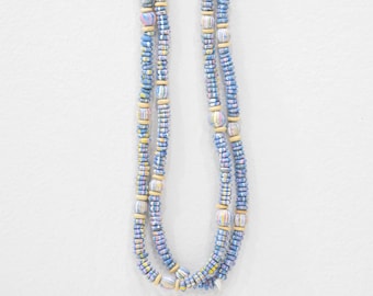Necklace Painted Blue Wood Beaded Necklaces