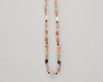 Necklace Assorted Agate Brass Beaded Necklace