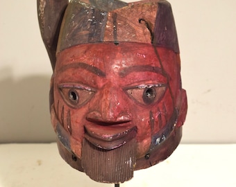 Mask African Yoruba Gelede Red Helmet Mask