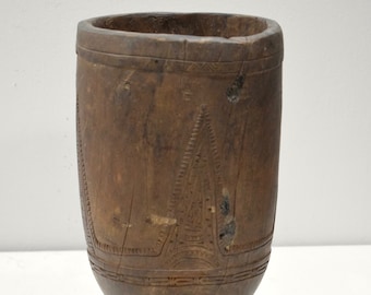 Papua New Guinea Etched Wood Toro Mortar