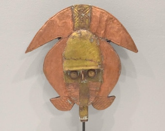 African Mask Bakota Tribe Reliquary Copper/Brass Gabon Africa
