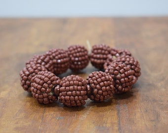 Bracelet Beaded Brown Stretch Bracelet