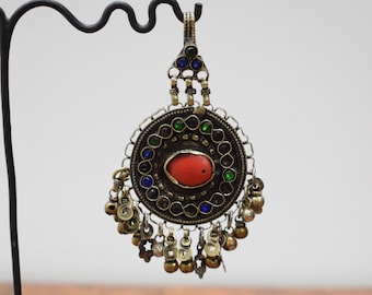 Pendant Middle Eastern Silver Kuchi Colored Glass Pendant