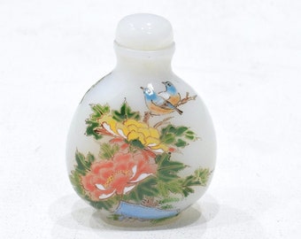 Chinese Porcelain Snuff Perfume Bottle Glass Painted Landscape