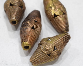 Beads African Brass Coiled Oval Beads