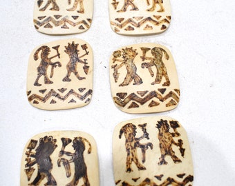 Beads Philippine Etched Coconut Square Pendants 40-43mm