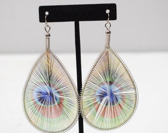 Earrings String Peacock Feather Earrings