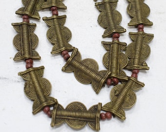 Beads African Brass Coiled Hourglass Beads 26-28mm