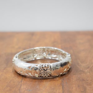 Bracelet Plated Silver Cut Out Stretch Bangle Bracelet