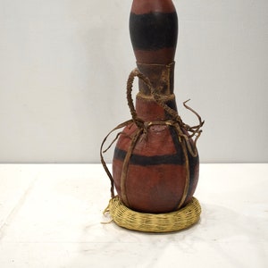 African Jug Wood Leather Turkana Tribe Milk Container Kenya