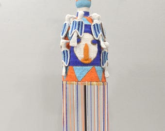 African Yoruba Beaded Multi Colored Bird Crown