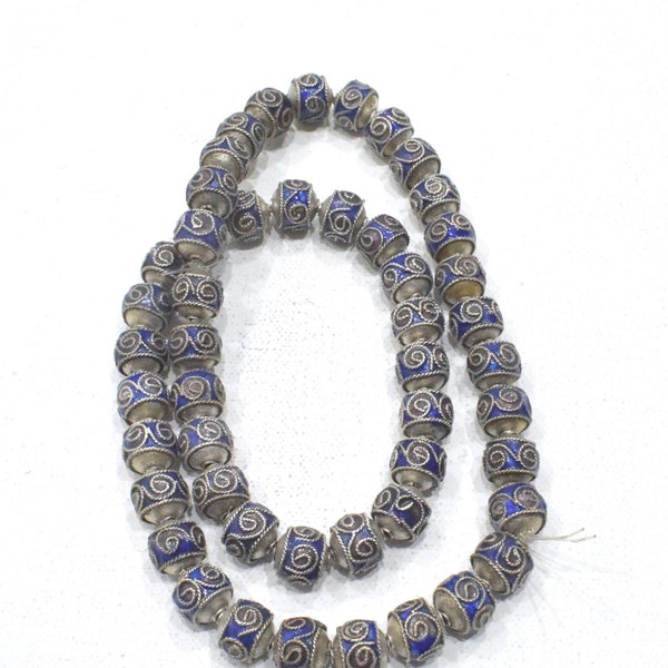 Chinese Enamel Cobalt Blue Purple Bead