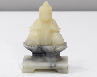 Kuan Yin Buddha Statue Carved Soapstone Serenity Buddha