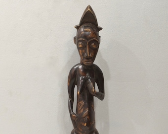 African Statue Baule Tribe Female Statue Ivory Coast