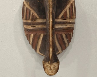 Mask African Wood Eket Ceremonial Mask 14.5"