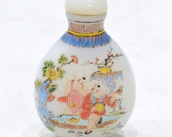 Chinese Porcelain Snuff Perfume Bottle Glass Painted Landscape