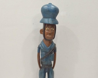 African Statue Colonial Male West African Wood Colonial Figure