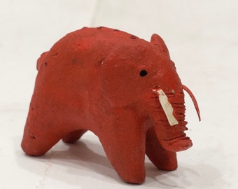 African Red Clay Elephant Statue Samburu Kenya