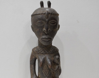 Statue African Baule Mother Child Statue