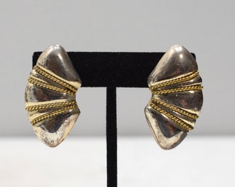 Earrings Silver Gold Oval Clip Earrings