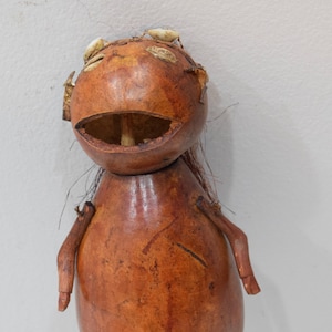 African Gourd Shaker Rattle Cowrie Shell Kenya Figure Rattle