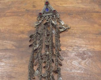 Middle Eastern Silver Kuchi Glass Pendant