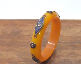 Bracelet Inlaid Stone Lucite Bangle Bracelet