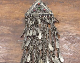 Middle Eastern Silver Kuchi Glass Pendant
