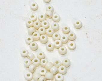 Indonesian White Round Bone Beads