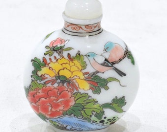 Chinese Porcelain Snuff Perfume Bottle Glass Painted Landscape