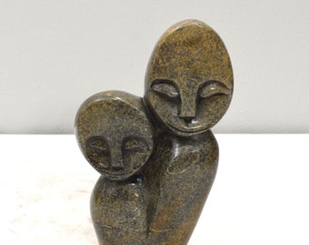 African  Carved Mother Child Sculpture Zimbabwe