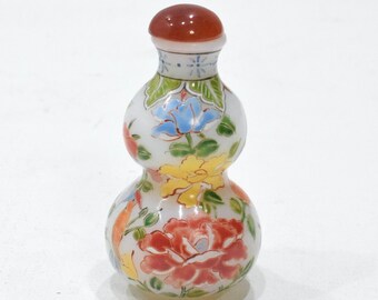 Chinese Porcelain Snuff Perfume Bottle Glass Painted Scene